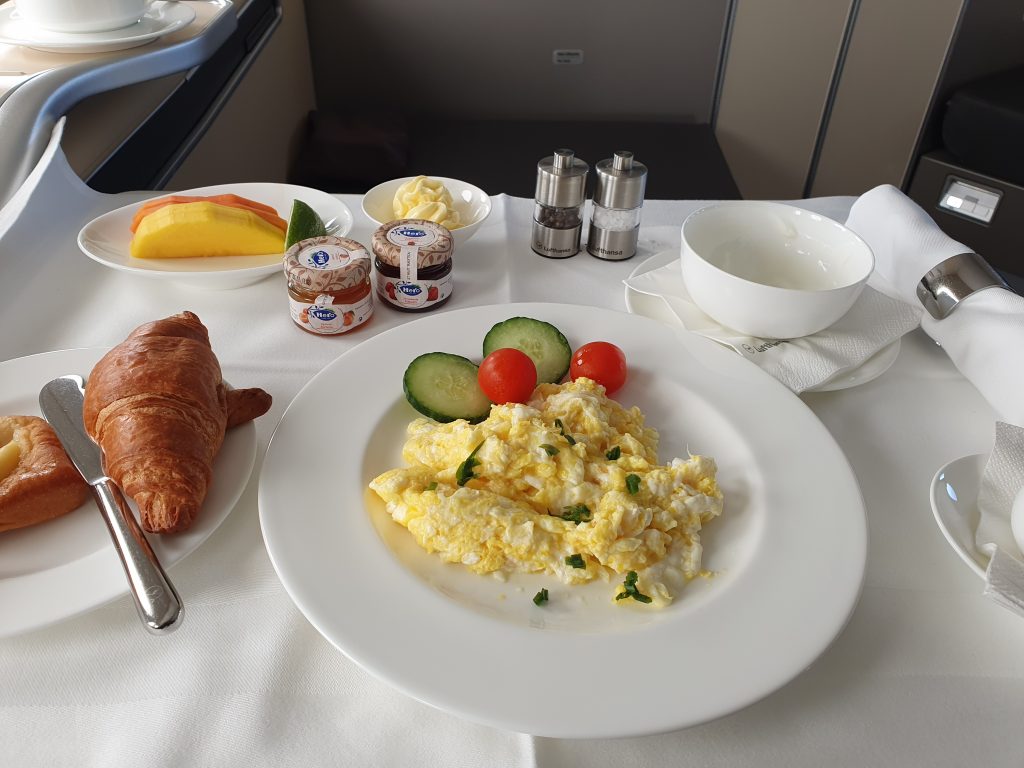 Lufthansa First Class Breakfast Main Minus Bacon