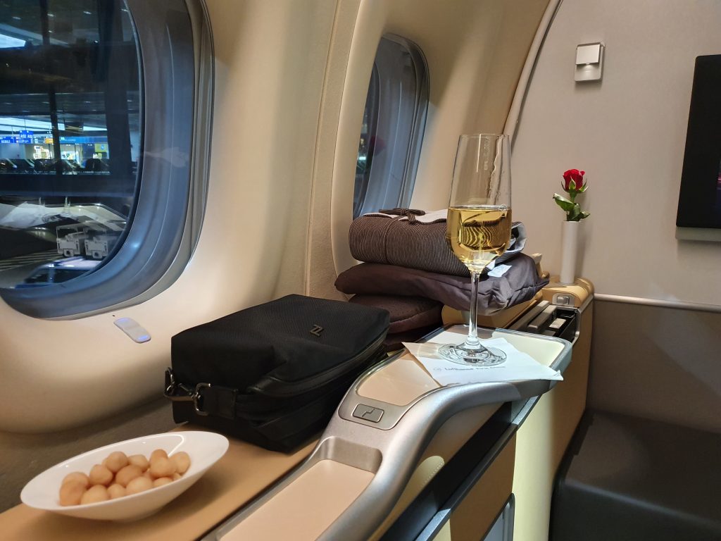 Lufthansa First Class Welcome Champagne Nuts Amenity Kits PJS