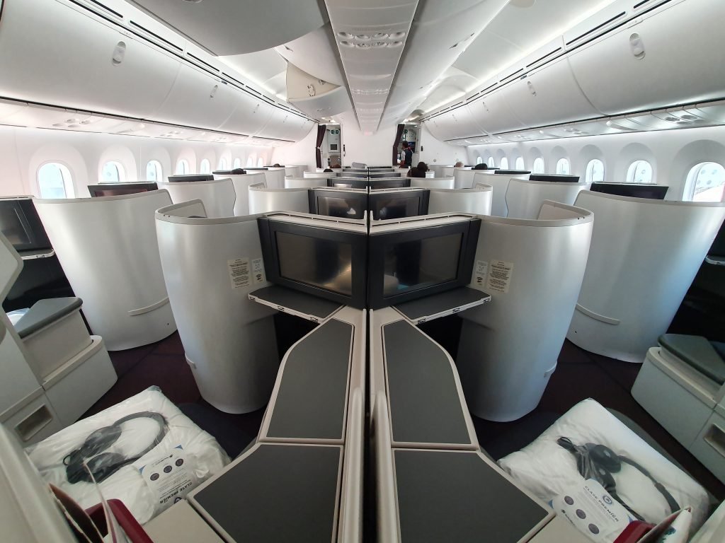 AeroMexico 787 9 Business Class Cabin Daytime Flight AeroMexico 787 9 Business Class Cabin Daytime Flight