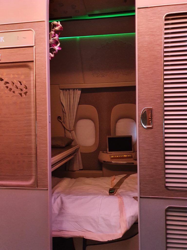 Emirates Change Changer First Suite 2A in Bed Mode