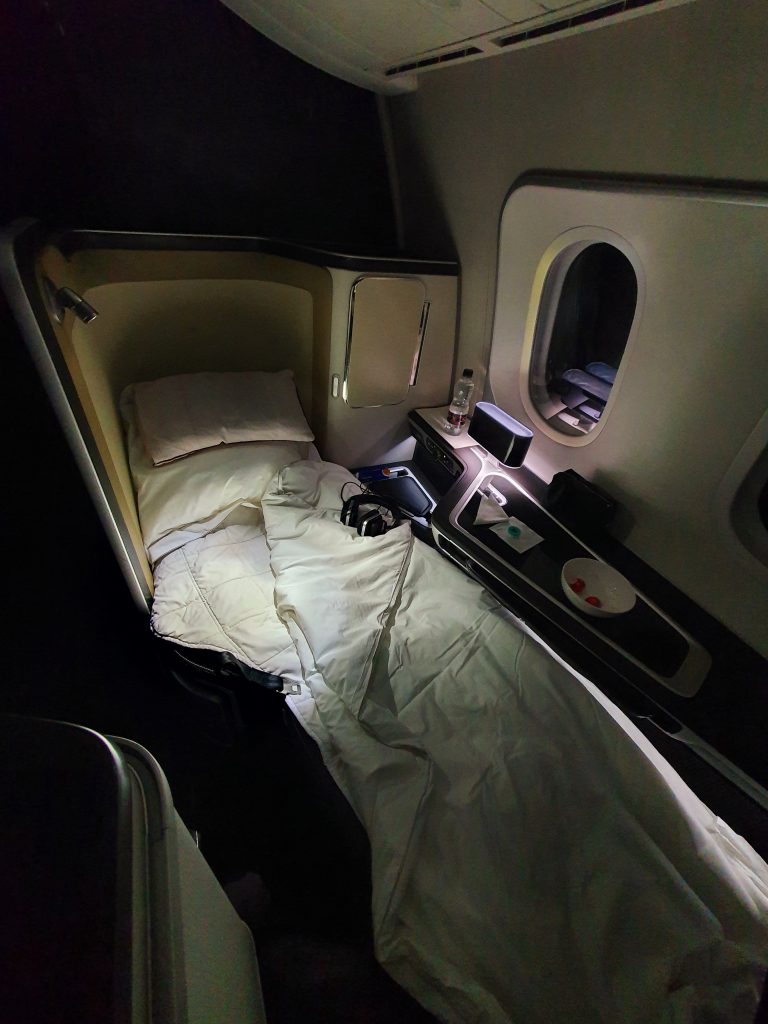 BA 787 First Class Bed Made