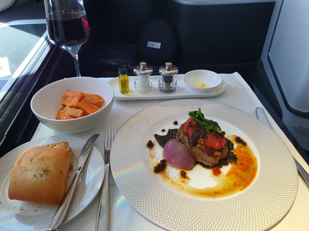 BA 787 First Class Dinner Main SCL LHR