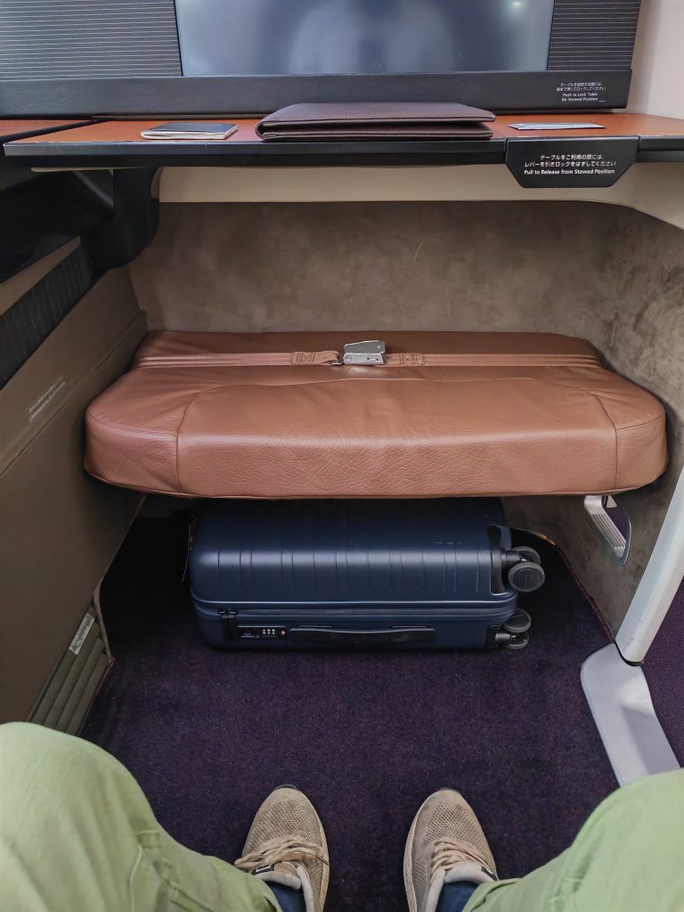 JAL First Class Buddy Seat Storage