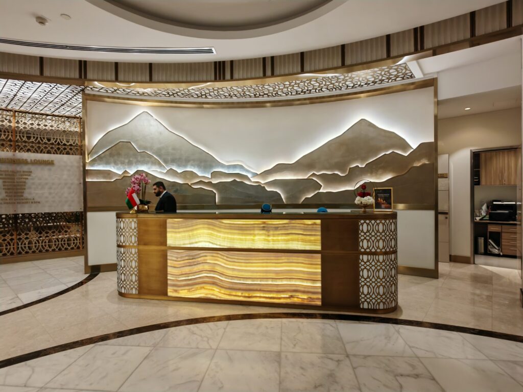 Oman Air First Class Lounge MCT Reception