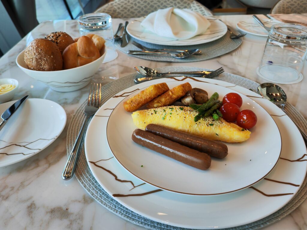 Oman Air First Class Lounge Muscat Breakfast