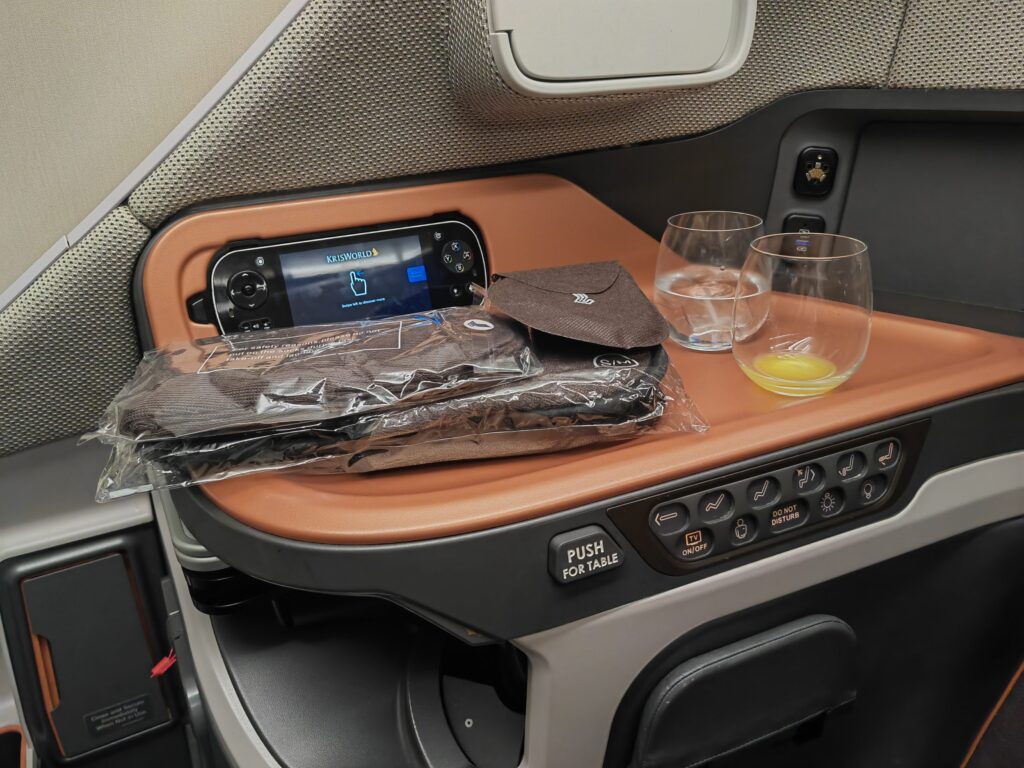 Singapore Airlines A380 Business Class Console