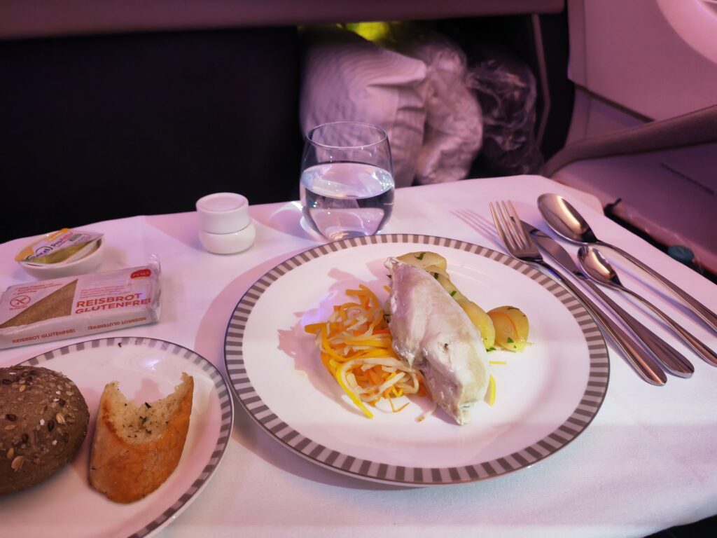 Singapore Airlines A380 Business Class Gluten Free Chicken Meal