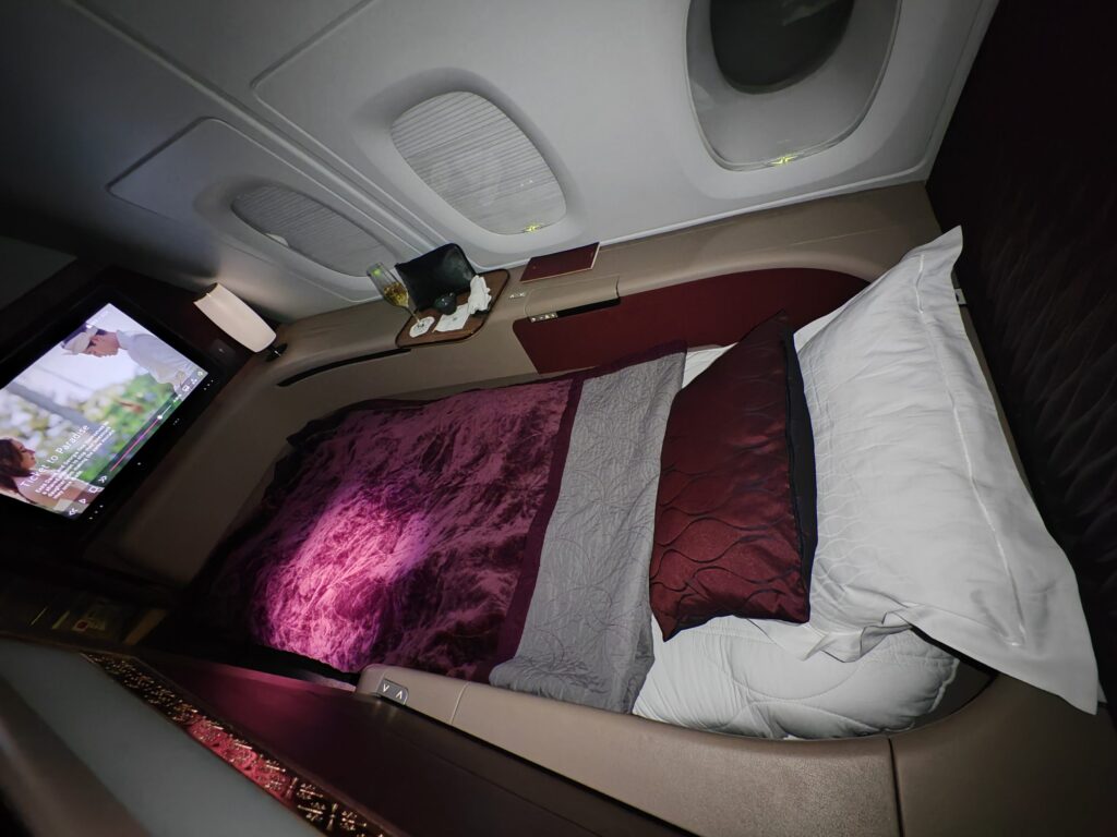 Qatar A380 First Class Bed Made