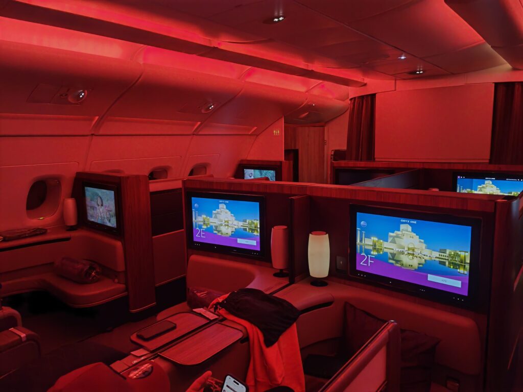 Qatar A380 First Class Cabin In Mood Lighting