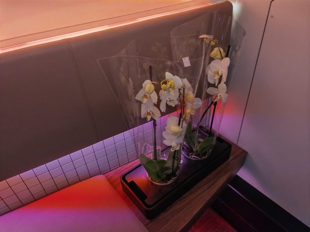 Qatar A380 First Class Restroom Orchid