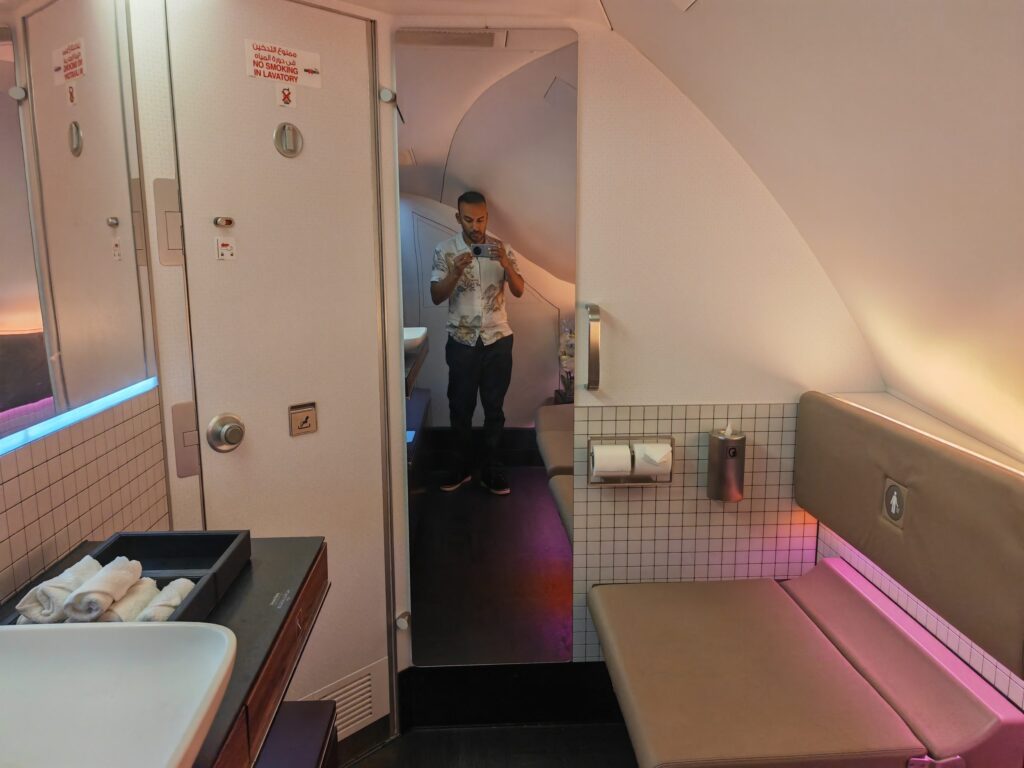 Qatar A380 First Class Restroom Size Perspective