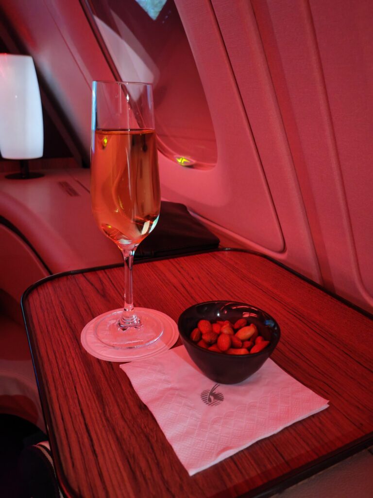 Qatar First Class Rare Champagne & Nuts