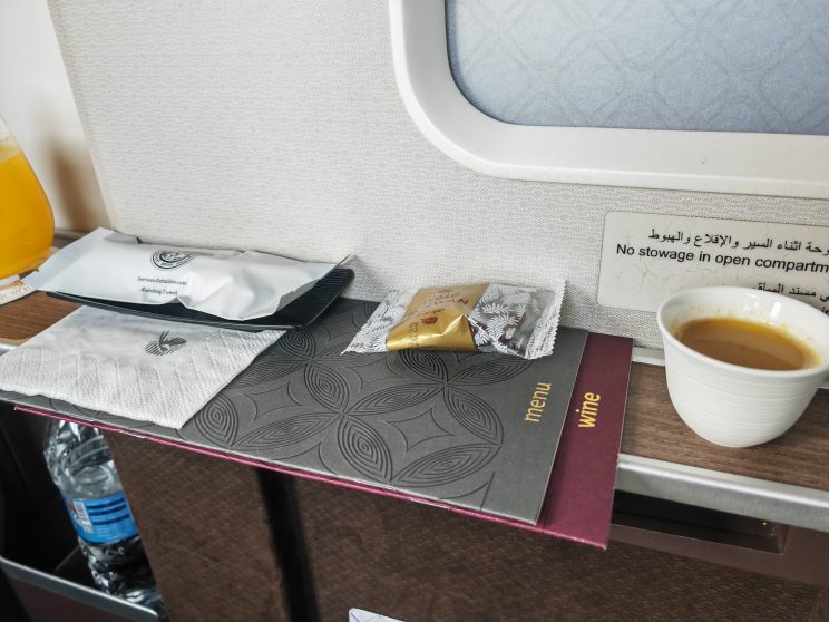 Qatar Airways First Class To Amman Arabic Coffee & Dates