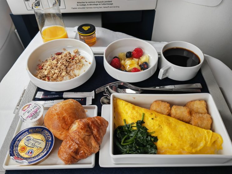 Air France A350 Business Class Breakfast