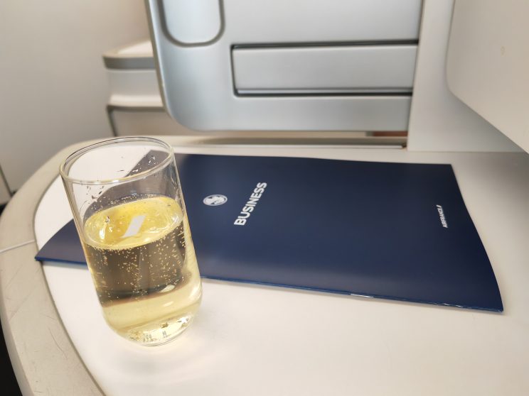 Air France A350 Business Class On Boarding Welcome Champage