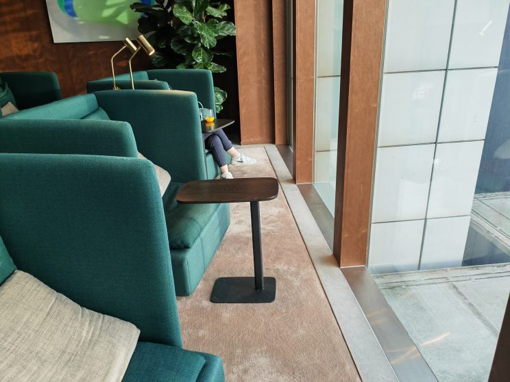 Cathay Business Lounge Heathrow Green Cube Chairs