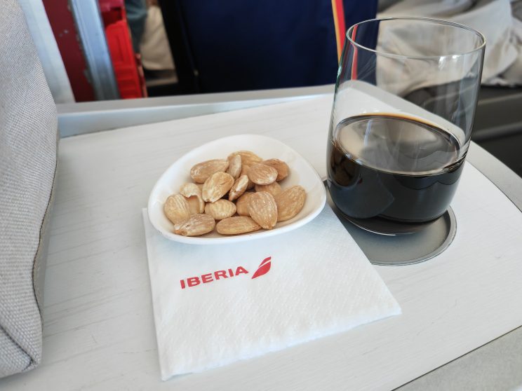Iberia A330 Business Class Post Take Of Nuts & Drink