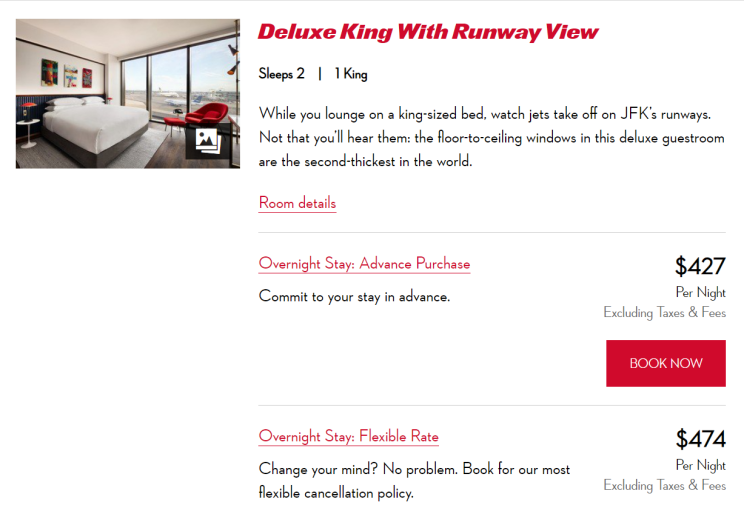 King Runway View Room Price TWA Hotel