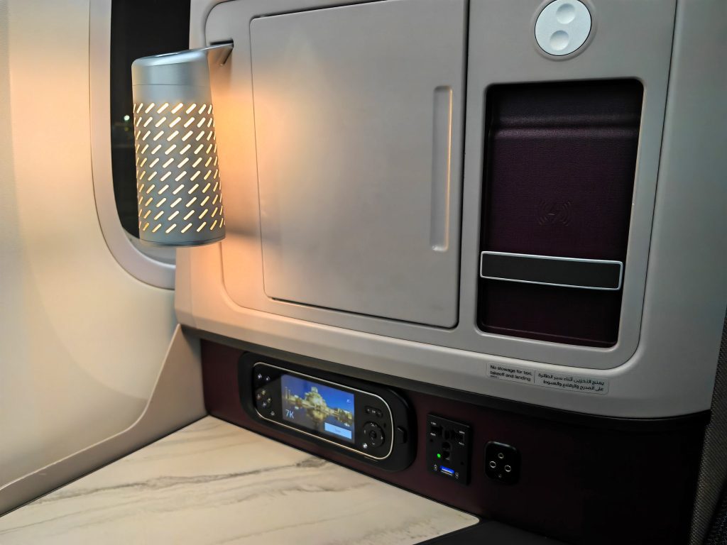 Qatar Airways Mini QSuite Lamp, Storage Compartment & Wireless Phone Charging Slot