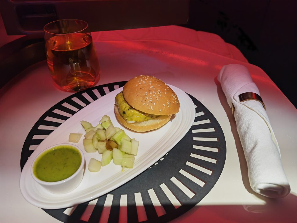Virgin Atlantic Upper Class Peswari Chicken Mini Burger Pre Landing Meal DEL LHR