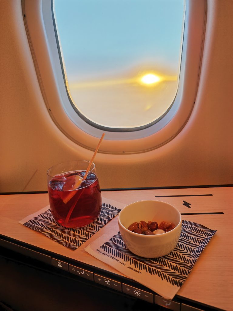 Finnair Business Class Sunset Drinks