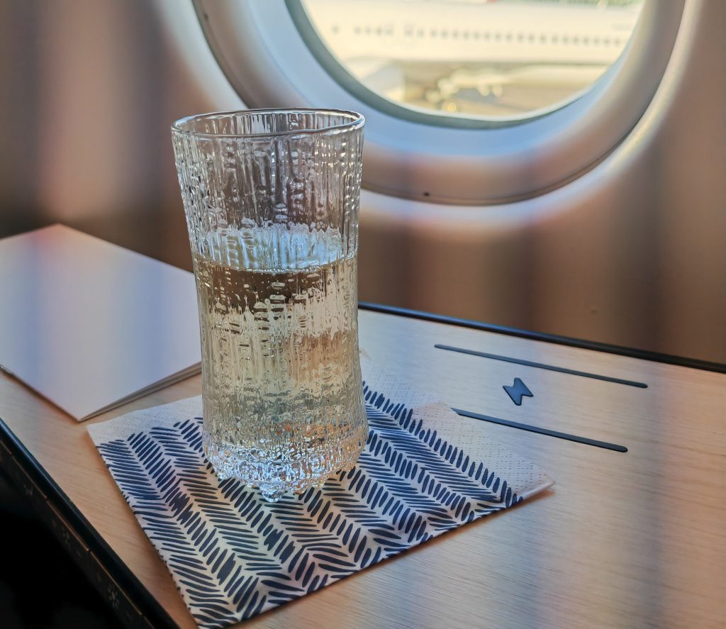 Finnair 100 Business Class To Doha Welcome Champagne