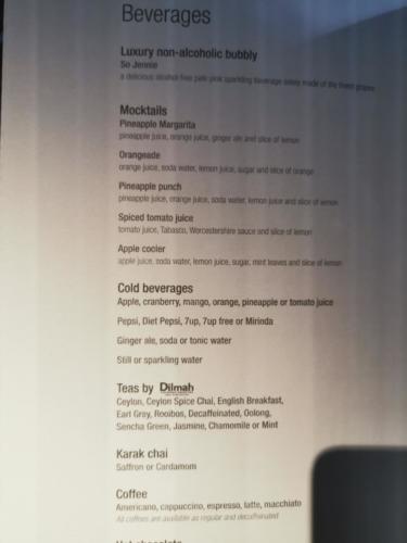 Qatar drinks menu